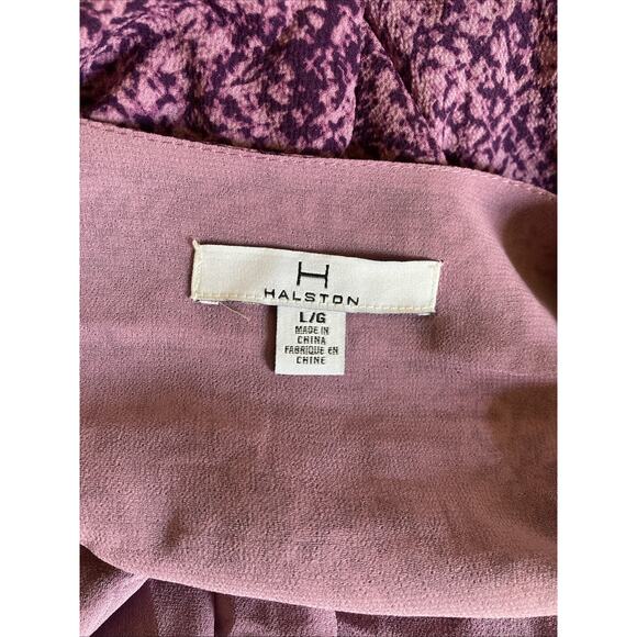Halston Ruffle V-Neck Maxi Wrap Dress Split Sleeve Tie Waist Purple Size Large - Picture 8 of 10